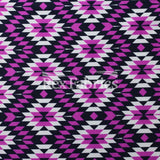 Krystal Nylon Spandex Fabric - 4-Way Stretch, Geometric Diamond Print, Midnight Gypsy/Black Turquoise/Raspberry Black, 58/60" Width (1 Yard)