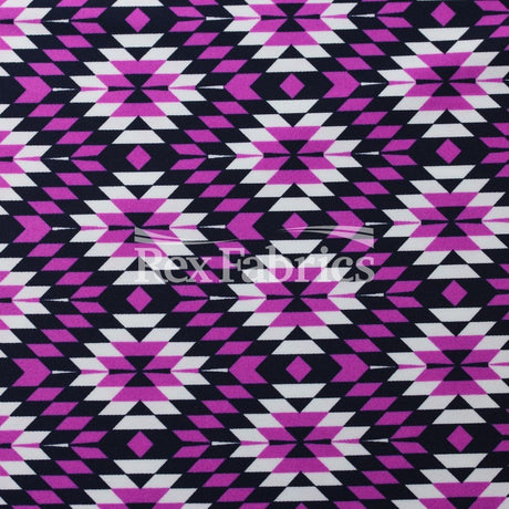 Krystal Nylon Spandex Fabric - 4-Way Stretch, Geometric Diamond Print, Midnight Gypsy/Black Turquoise/Raspberry Black, 58/60" Width (1 Yard)