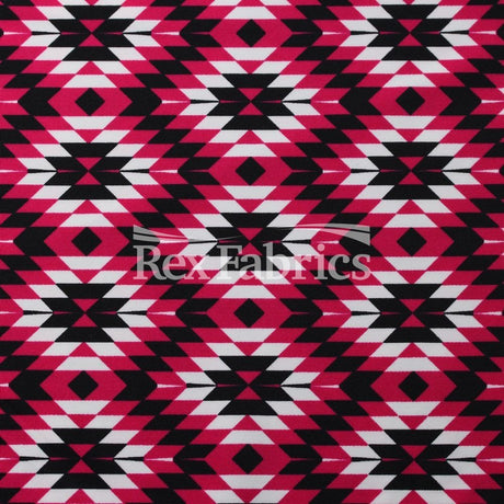 Krystal Nylon Spandex Fabric - 4-Way Stretch, Geometric Diamond Print, Midnight Gypsy/Black Turquoise/Raspberry Black, 58/60" Width (1 Yard)