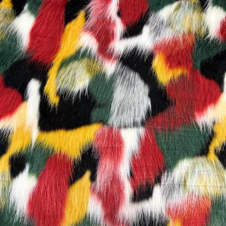 Faux Fur Fabric Multicolor Patchwork 60" Wide