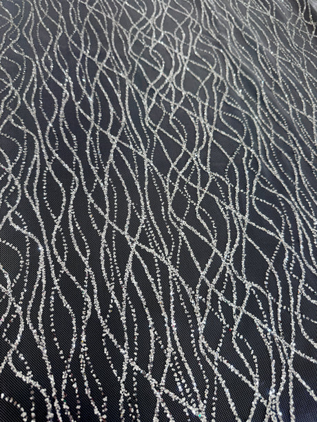 Silver Glitter Lace on Mesh