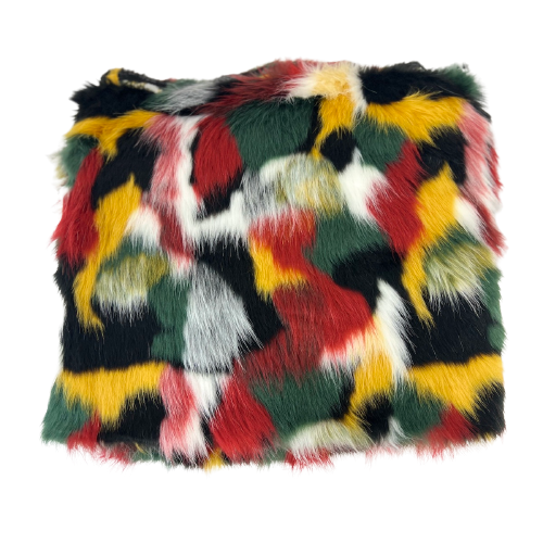 Multicolor Patchwork Faux Fur Acrylic Polyester Fabric - Multicolor Patchwork, 60" Width, 2" Pile Length (1 Yard)