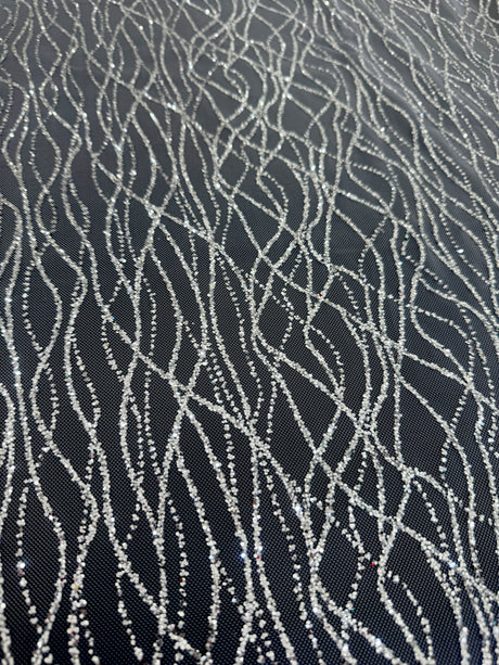 Silver Glitter Lace on Mesh