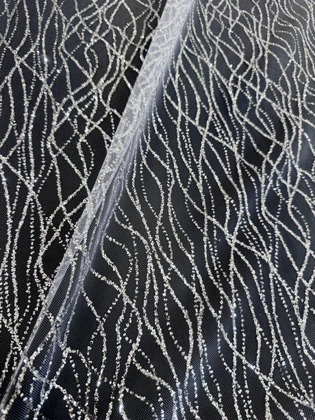 Silver Glitter Lace on Mesh