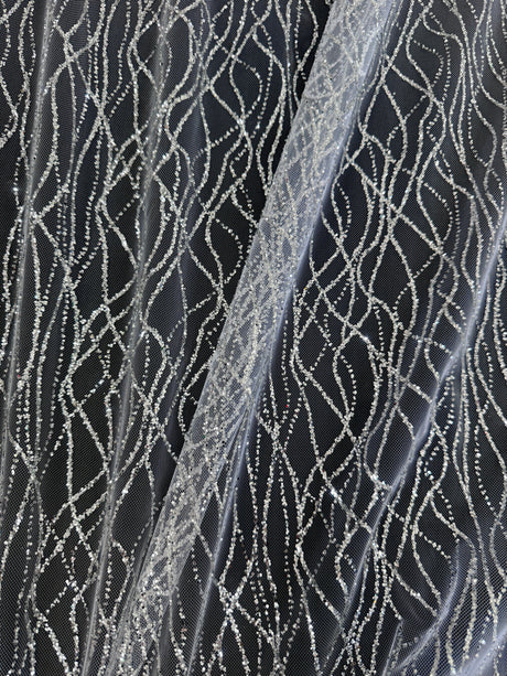 Silver Glitter Lace on Mesh