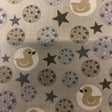 Rubber Ducky and Stars on Gray Poly Cotton Fabric,