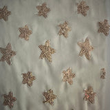 Power Mesh Starfish Sequin Fabric Ivory Gold 56"
