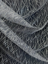 Silver Glitter Lace on Mesh