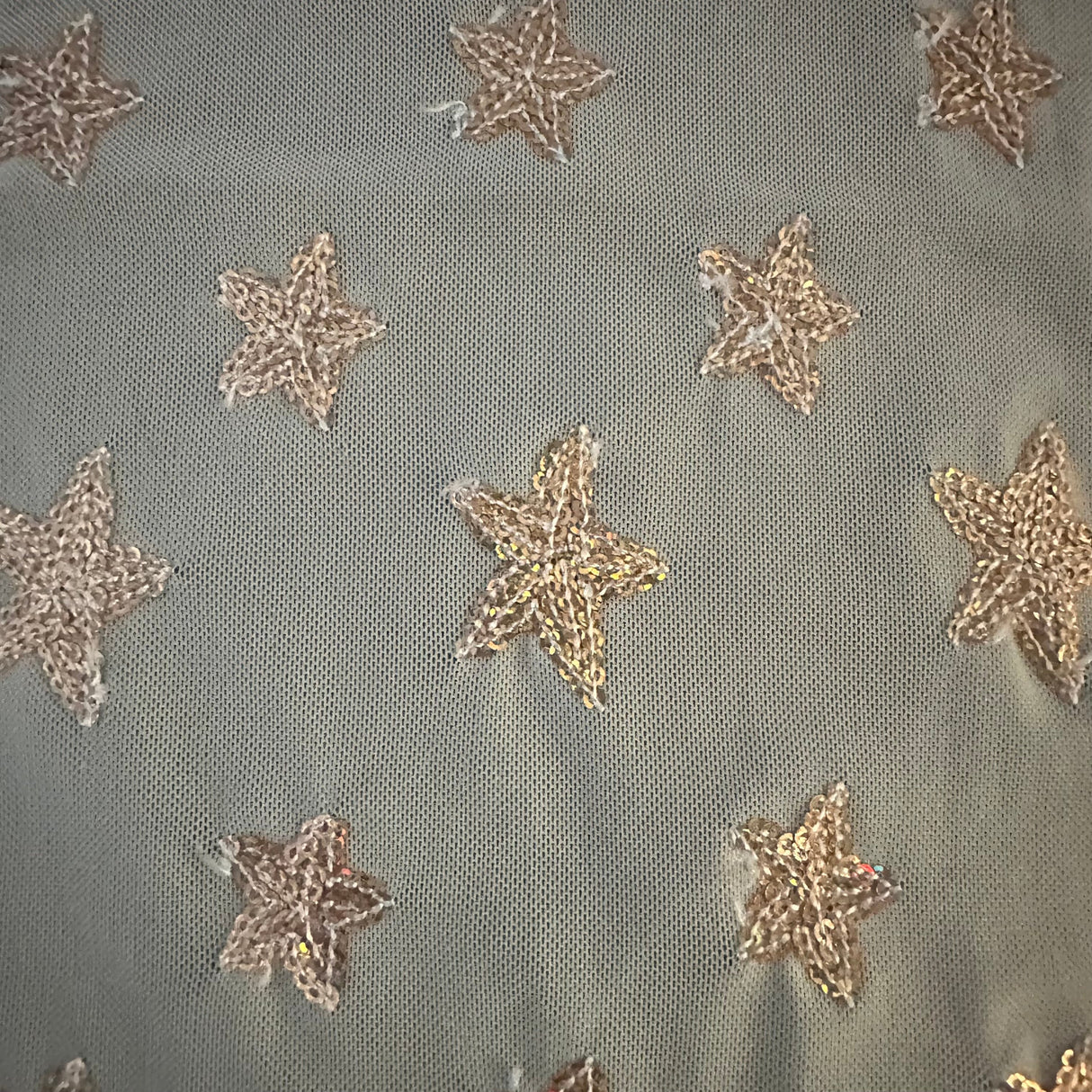 Power Mesh Starfish Sequin Fabric Ivory Gold 56"