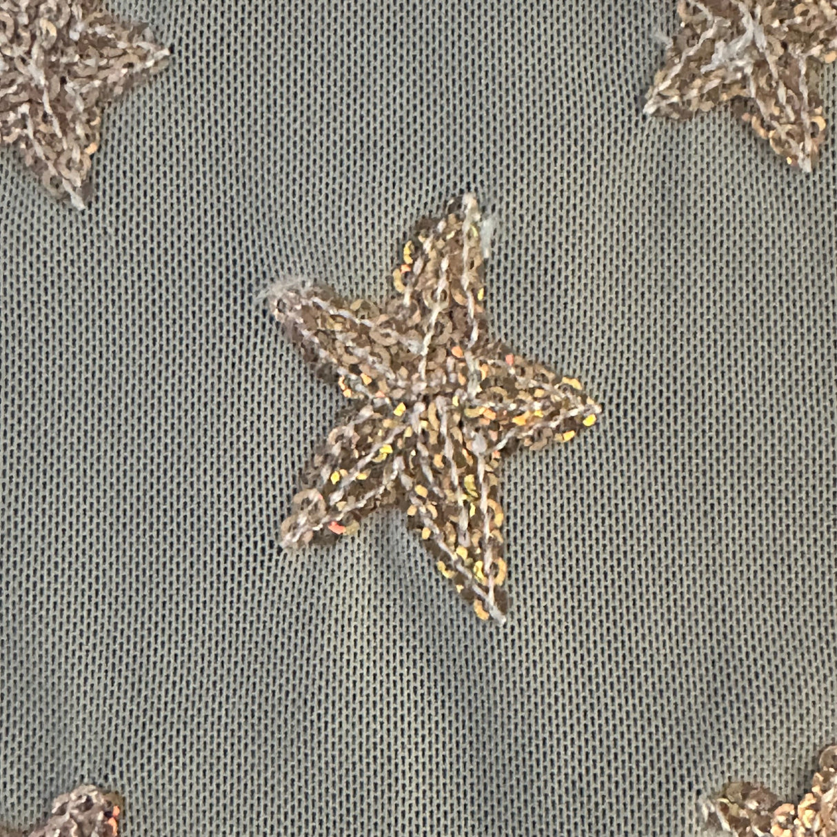 Power Mesh Starfish Sequin Fabric Ivory Gold 56"