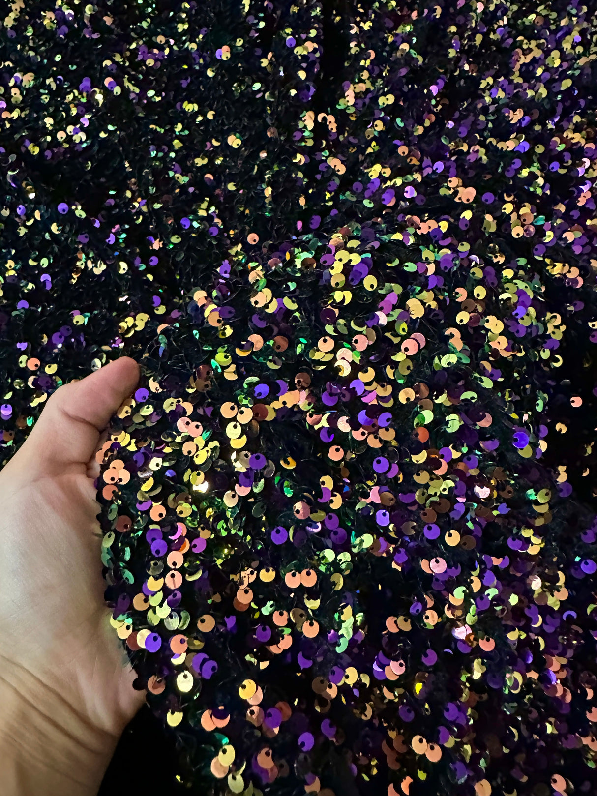 Sequin Velvet in Iridescent Purple