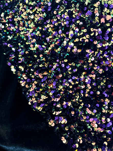 Sequin Velvet in Iridescent Purple