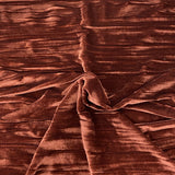 Crinkle Stretch Velvet Fabric - Navy Blue, Emerald Green, Gray, Rust Orange, Maroon Red, Purple, 54" Width (1 Yard)