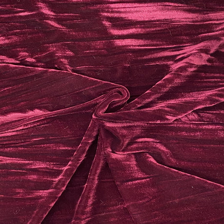 Crinkle Stretch Velvet Fabric - Navy Blue, Emerald Green, Gray, Rust Orange, Maroon Red, Purple, 54" Width (1 Yard)