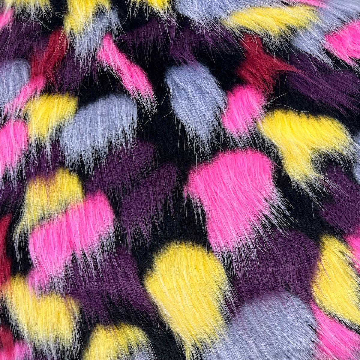Faux Fur Fabric Puzzled Multicolor 60" Wide