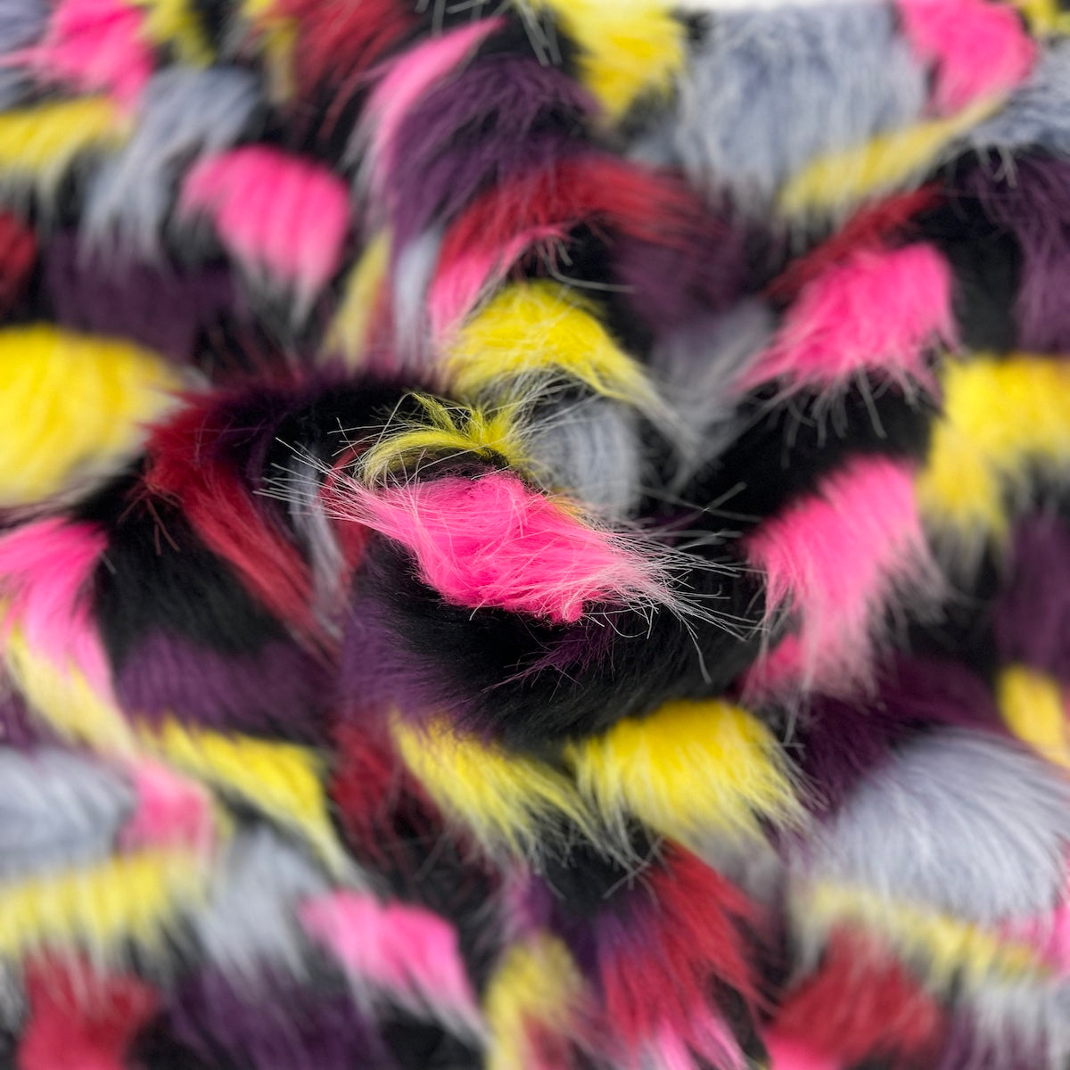 Faux Fur Fabric Puzzled Multicolor 60" Wide