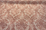 Salmon Pink Floral Damask Canvas Upholstery Fabric - 56" Width, 100 Percent Cotton, Teflon Finish (1 Yard)