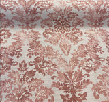 Salmon Pink Floral Damask Canvas Upholstery Fabric - 56" Width, 100 Percent Cotton, Teflon Finish (1 Yard)