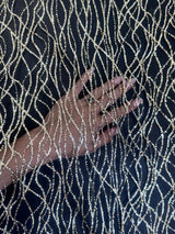 Gold Glitter Lace on Black Mesh