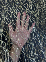 Gold Glitter Lace on Black Mesh