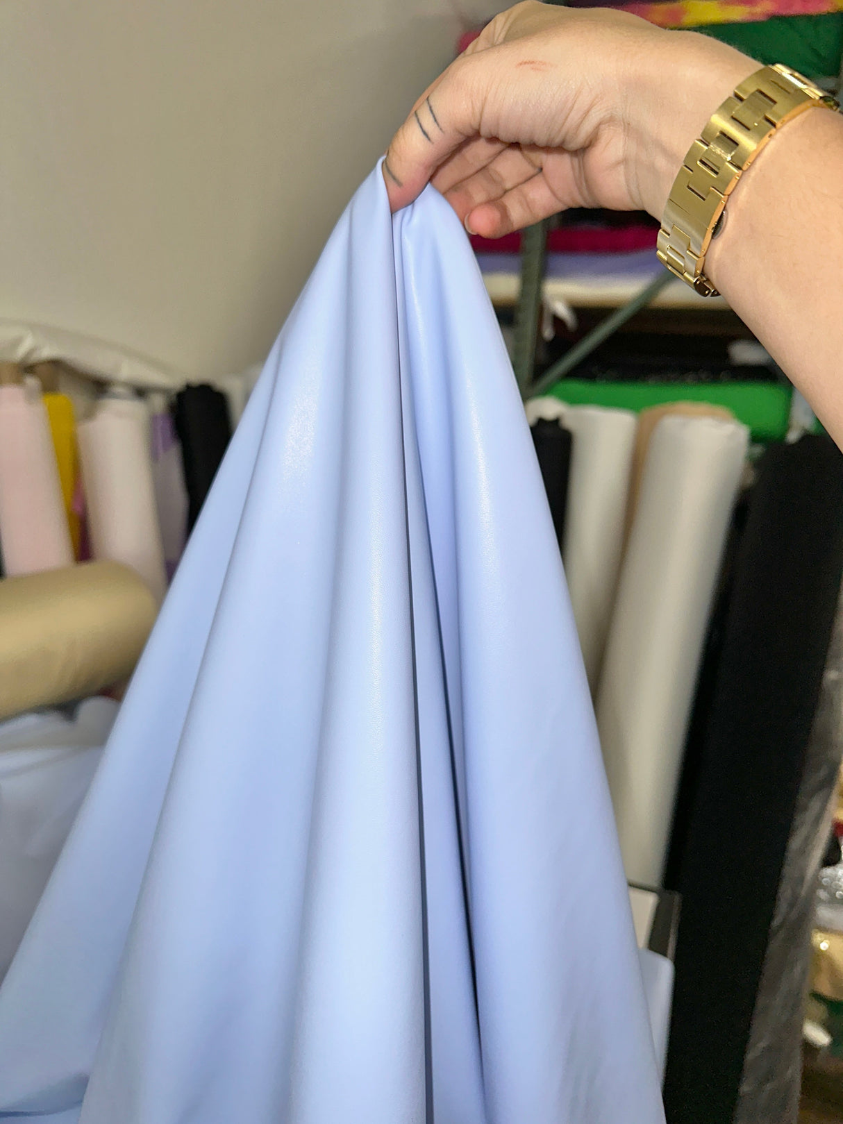 Sky Blue Stretch Faux Leather