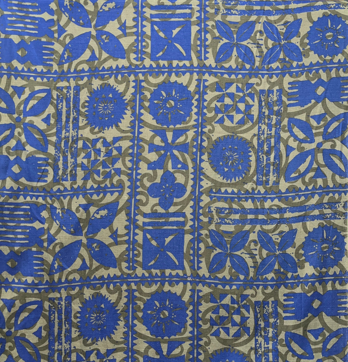 Tapa Cotton Light Barkcloth Cotton Fabric - Manulua Print, 45" Width (1 Yard)