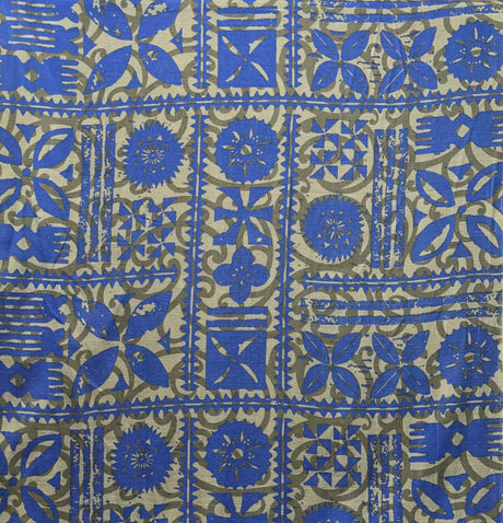 Tapa Cotton Light Barkcloth Cotton Fabric - Manulua Print, 45" Width (1 Yard)
