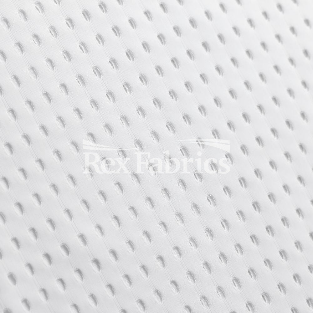 Peep Mesh Polyester Spandex Fabric - White Solid, 60" Width, 200 GSM (1 Yard)