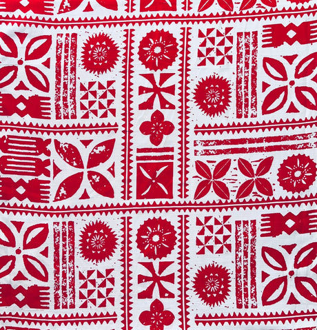 Tapa Cotton Light Barkcloth Cotton Fabric - Manulua Print, 45" Width (1 Yard)