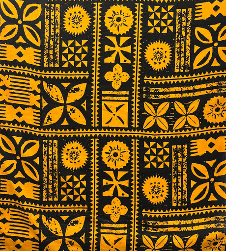 Tapa Cotton Light Barkcloth Cotton Fabric - Manulua Print, 45" Width (1 Yard)