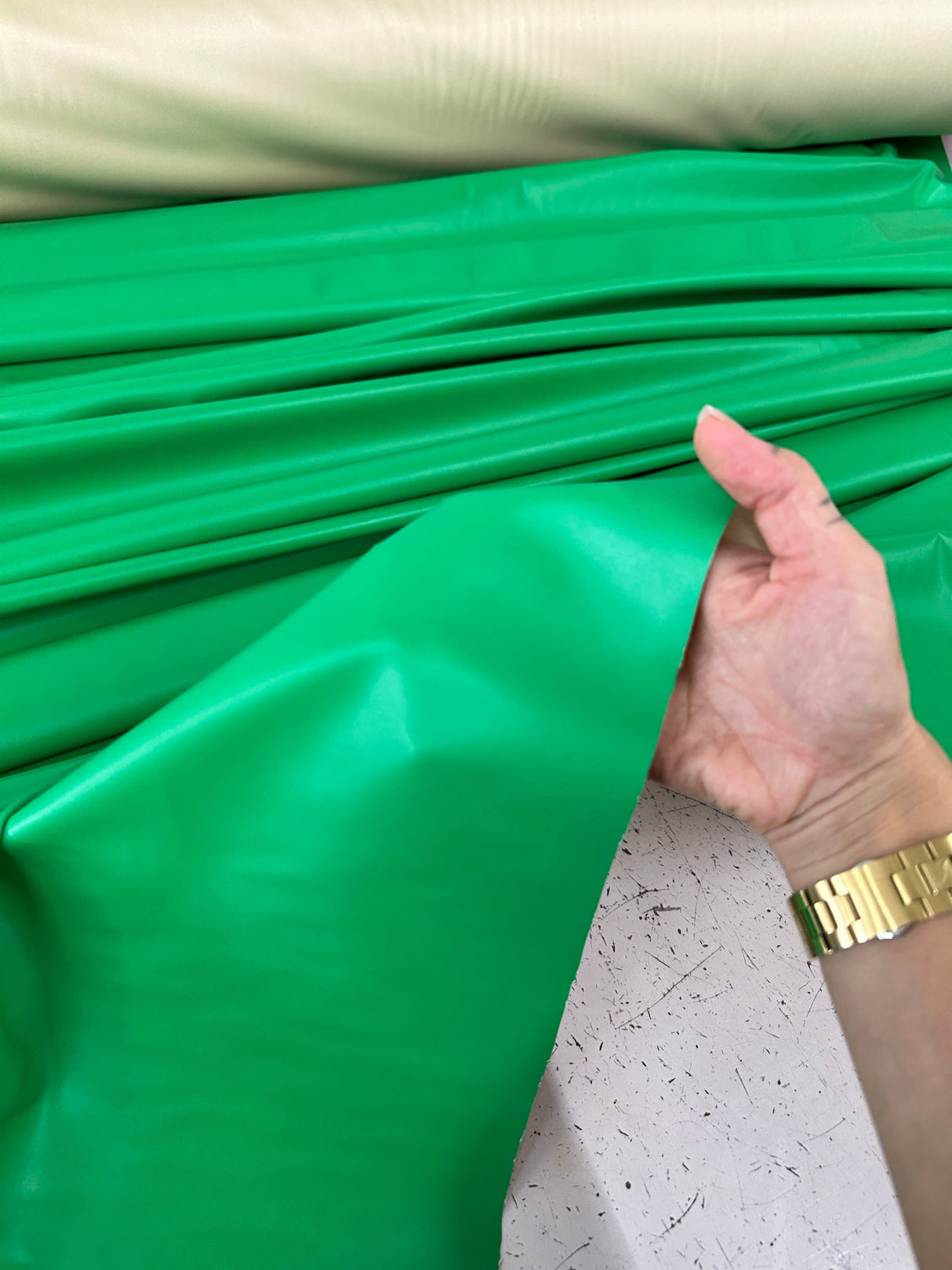 Stretch Faux Leather Kelly Green