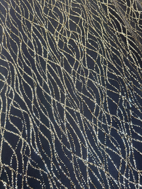 Gold Glitter Lace on Mesh