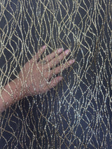 Gold Glitter Lace on Mesh
