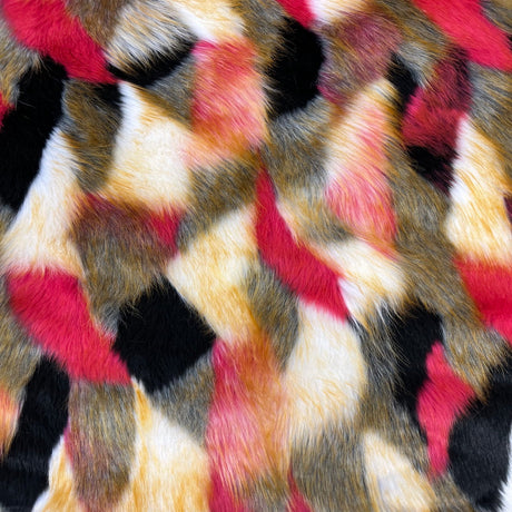 Faux Fur Fabric Multicolor Patchwork 60" Wide