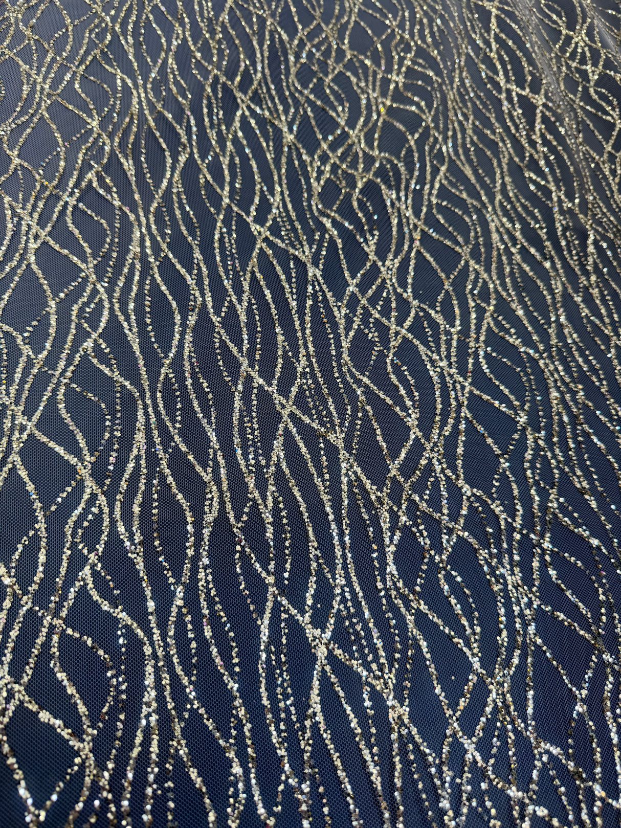 Gold Glitter Lace on Mesh