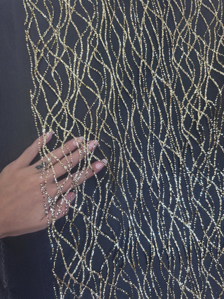 Gold Glitter Lace on Mesh