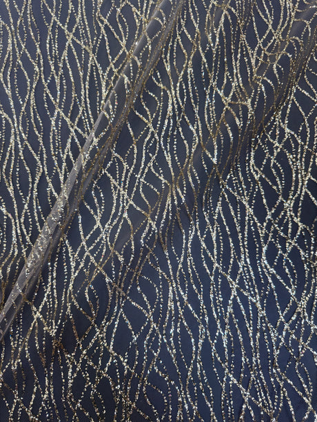 Gold Glitter Lace on Mesh