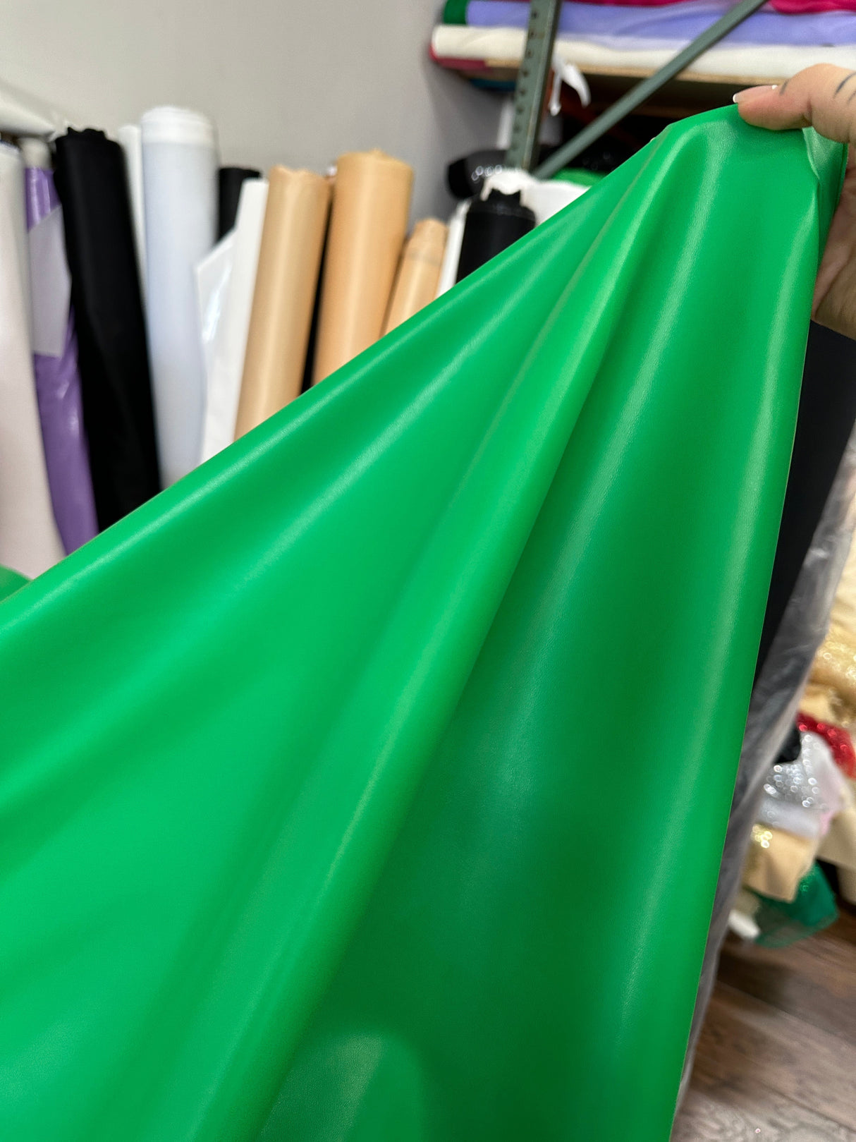 Stretch Faux Leather Kelly Green