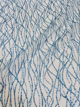 Glitter Lace on Mesh Baby Blue