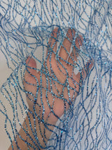 Glitter Lace on Mesh Baby Blue