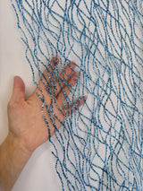 Glitter Lace on Mesh Baby Blue