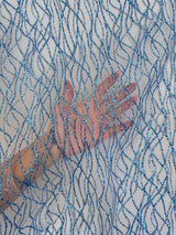 Glitter Lace on Mesh Baby Blue