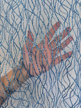 Glitter Lace on Mesh Baby Blue
