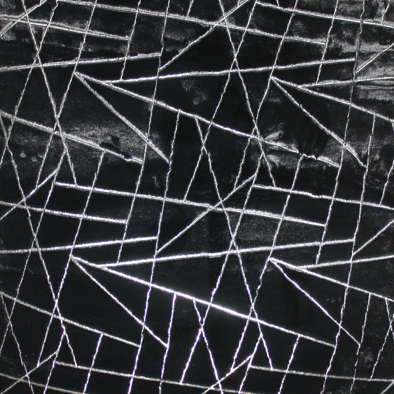 Black Lines Faux Rabbit Touch Rug - Silver Metallic Shimmery Design, 7'6" X 10'3" (1 Rug)
