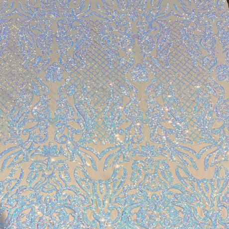 Luna Stretch Sequins Nylon Spandex Mesh Fabric - 4-Way Stretch, Sequin Design, 60" Width (1 Yard)