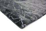 Black Marble With Silver Metallic Shimmery Design Faux Rabbit Touch Rug - Polyester Faux Fur Rug, Black Silver Marble, 7'6" X 10'3", 5' X 7' (1 Piece)