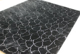 Black Marble With Silver Metallic Shimmery Design Faux Rabbit Touch Rug - Polyester Faux Fur Rug, Black Silver Marble, 7'6" X 10'3", 5' X 7' (1 Piece)