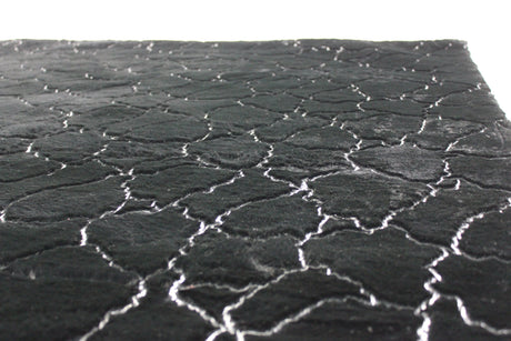 Black Marble With Silver Metallic Shimmery Design Faux Rabbit Touch Rug - Polyester Faux Fur Rug, Black Silver Marble, 7'6" X 10'3", 5' X 7' (1 Piece)