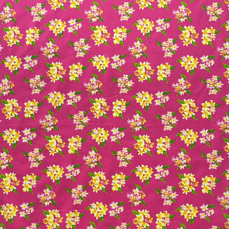 Poly Cotton Plumeria Clusters Fabric