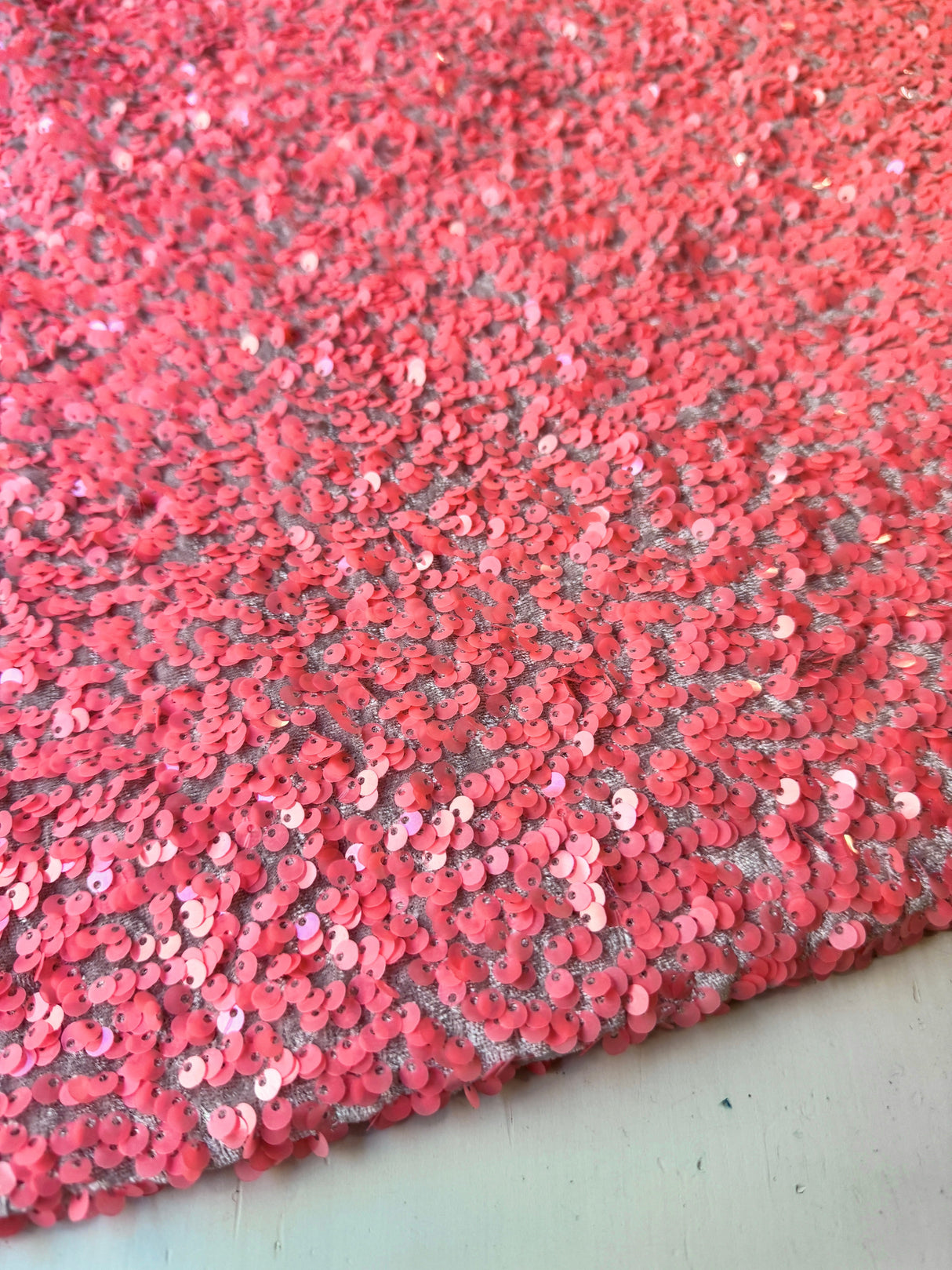 Sequin on Velvet Salmon Pink